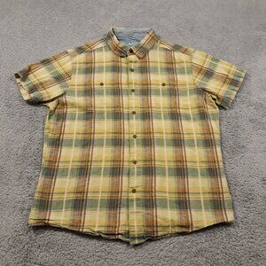 Kuhl Linen Cotton Shirt Mens Large Short Sleeve Outdoor Hiking Plaid